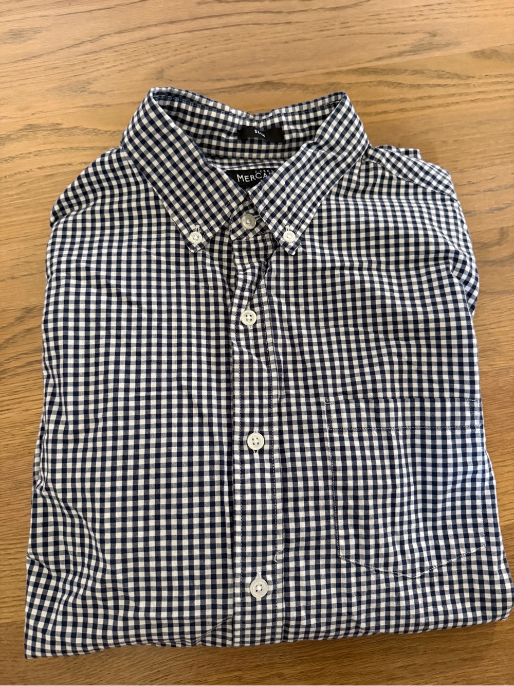 J. Crew Navy and White Gingham Button-Down Shirt